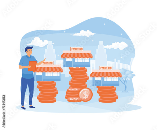 Franchise banner. Small enterprise, company, shop, retail store or service network. flat vector modern illustration 