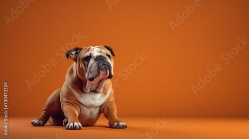 bulldog on a one color background, copy space - generative ai © Nia™