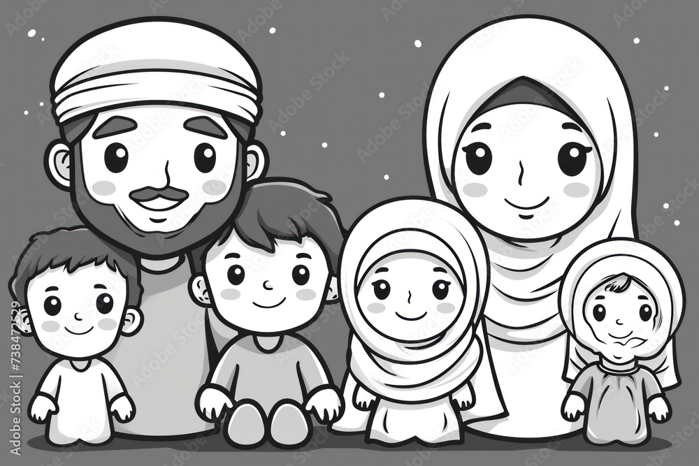 Coloring Happy Muslim Family Coloring Happy Muslim Family