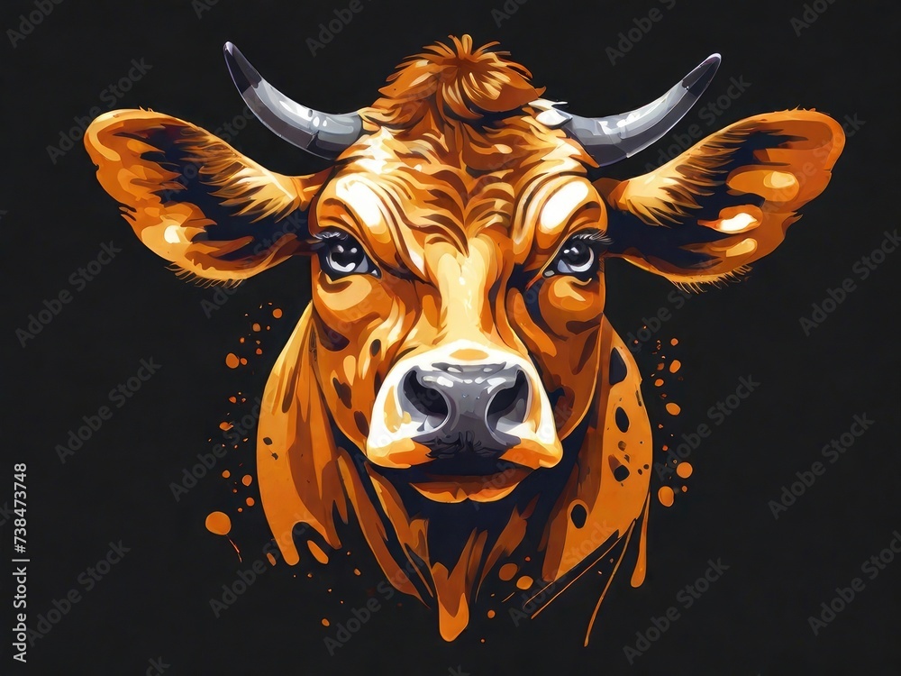 portrait of a cow illustration
