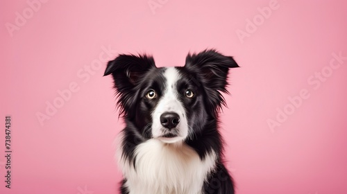 Border Collie dog on a one color background  copy space - generative ai