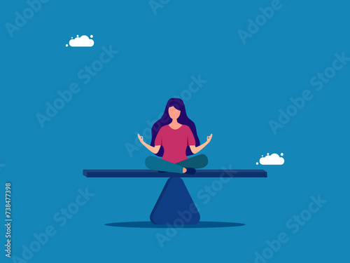 Life balance. woman in balance vector