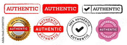 authentic circle and rectangle rubber stamp emblem seal label sticker sign for verified product
