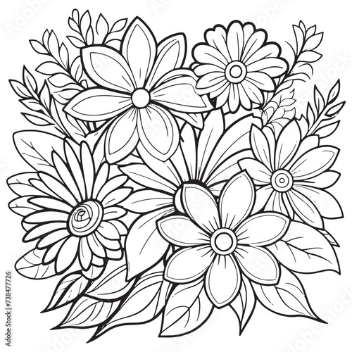 Luxury floral outline drawing coloring book pages line art sketch