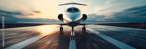 private jet airplane landing on runway photo