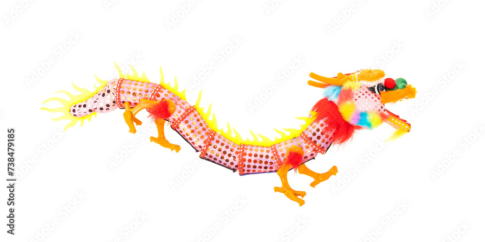 Obraz premium chinese new year concept with hand made dragon isolated on white background