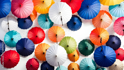 Colorful umbrellas serve as a beautiful patterned background texture.