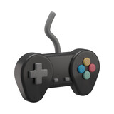 icon simple 3d render illustration black old gamepad right 