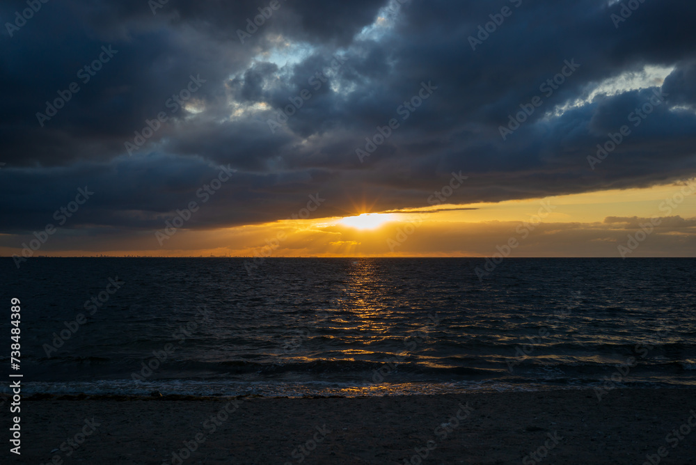sunset at the baltic sea near malmoe, wseden