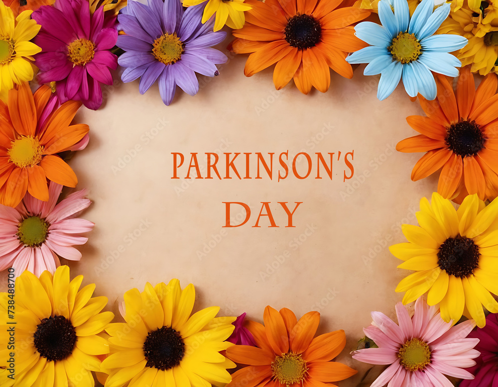 Parkinson's day with red tulips background Parkinson's day with red tulips background