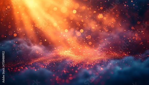 Abstract bokeh background with particles and light rays