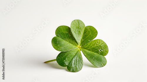 Four-leaf green clover for good luck on St._Patricks day, generative ai