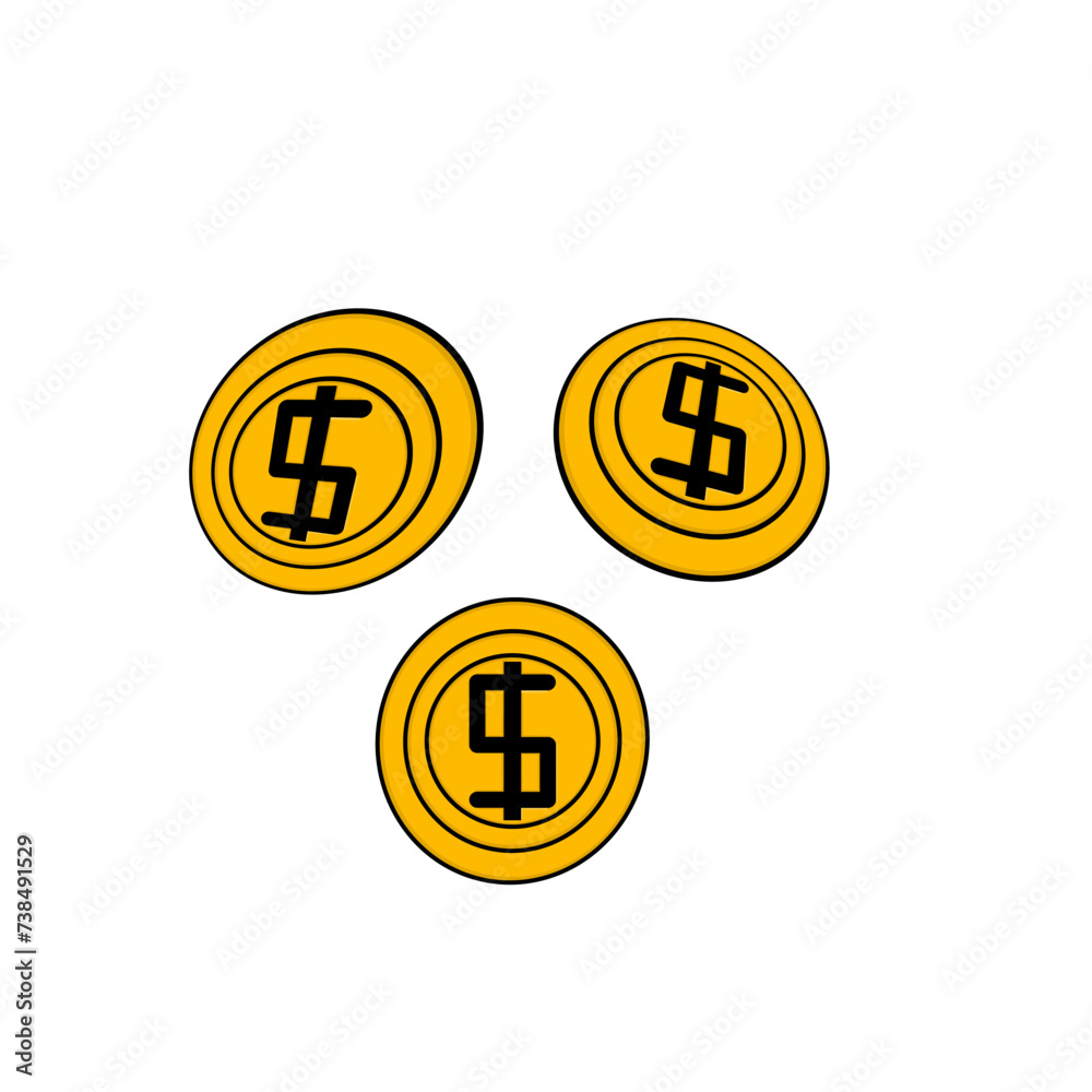 Gold coin icon. Money coin symbol. Dollar symbol. Bank payment symbol. American Dollar. Gold coins. Dollar coin. Bank payment symbol. Finance. American currency. Cash. Game coins. on a white backgroun Gold coin icon. Money coin symbol. Dollar symbol. Bank payment symbol. American Dollar. Gold coins. Dollar coin. Bank payment symbol. Finance. American currency. Cash. Game coins. on a white backgroun