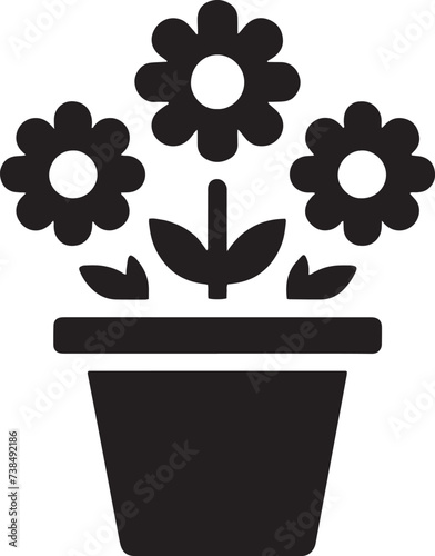 Potted Flowers Silhouette vector