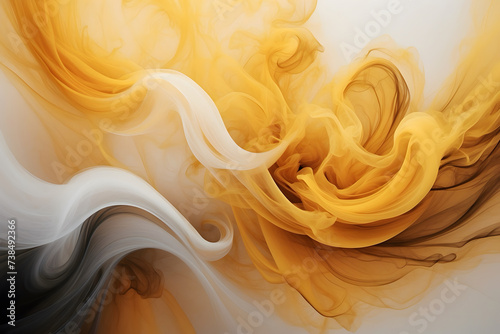 Yellow smoke abstract with a white background