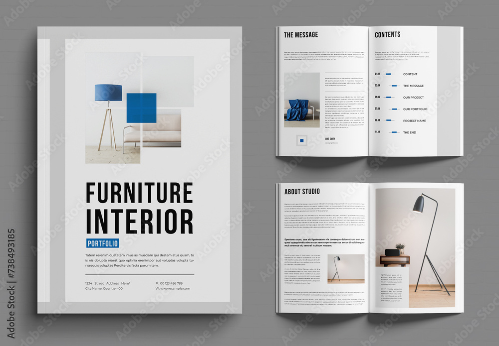 Modern Interior Portfolio Layout Stock Template | Adobe Stock