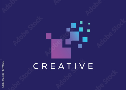 Minimalist and Modern letter L technology logo design vector template