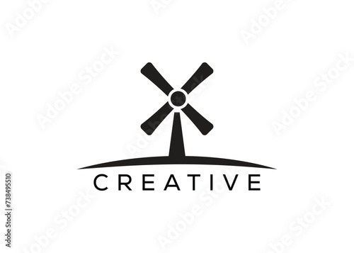 Minimalist and Modern windmill logo design vector template