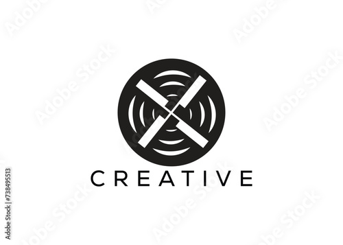 Minimalist and Modern windmill telecommunication logo design vector template