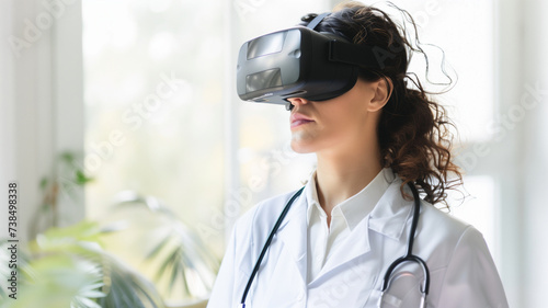 Medical Professional Using AI-Integrated Virtual Reality, Technology for medical concept. 