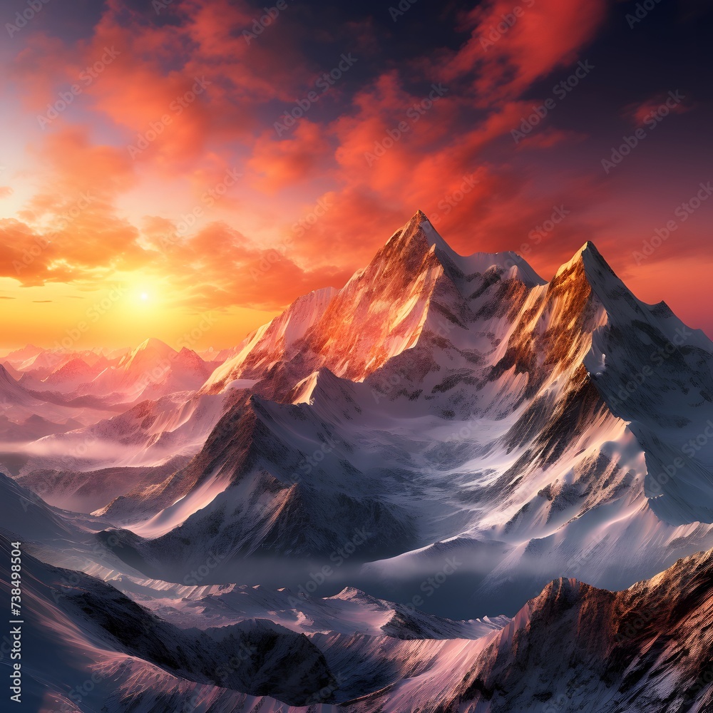 mountain peaks during sunrise