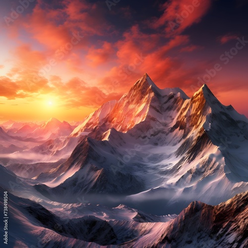mountain peaks during sunrise © wizXart