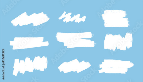 set of white grungy distress texture with brush stroke effect