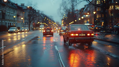 the motion blur of cars moving past the camera  cinematic shot