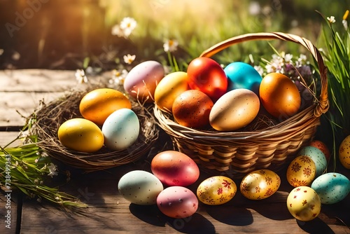 easter eggs in a basket