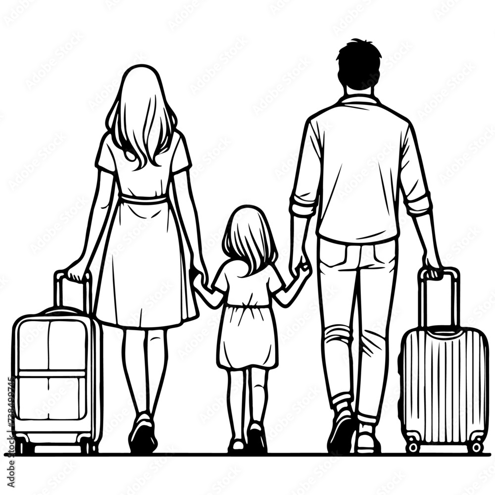 Family Traveling with Luggage. Family Traveling with Luggage.