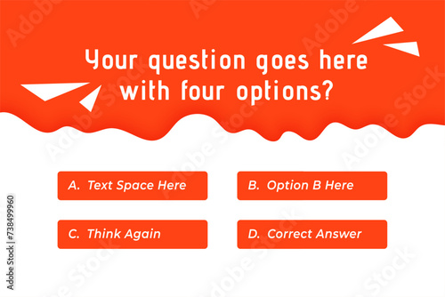 multiple option choice template for trivia game and test exam
