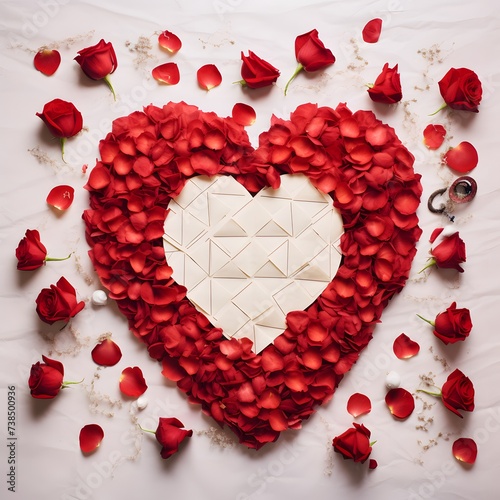 red roses arranged in a heart shape