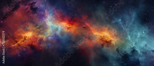 Painted colorful cosmic visualization of space.