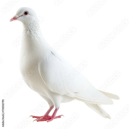 isolated and realistic flying white dove bird