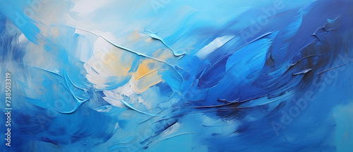 Blue water abstract background, oil painting background.