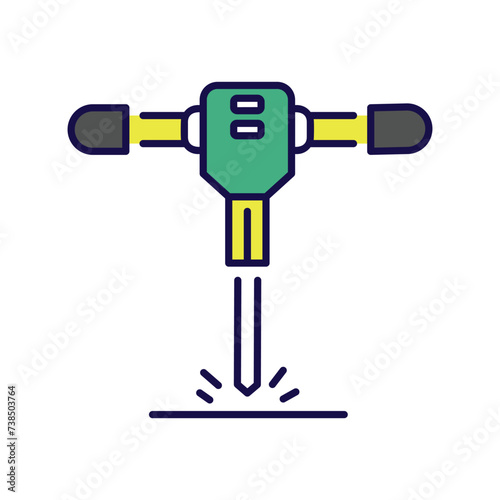 jackhammer icon with white background vector stock illustration