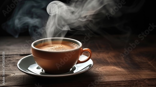 Steamy Coffee Cup on Saucer Delights with Aroma, Ai Generated