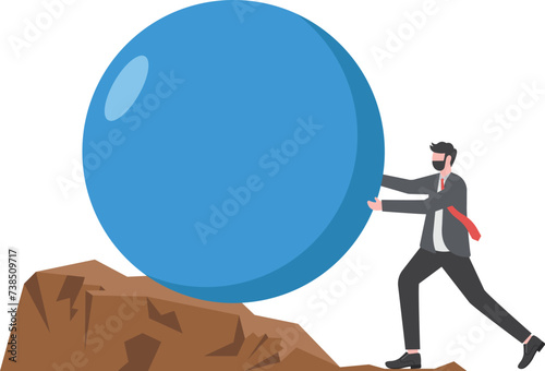 businessman working hard to stop business problems and challenges, Determination and Persistence

