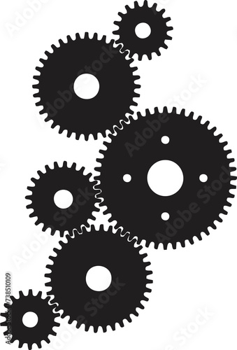 Interlocking cogwheel and gears as cooperation symbol. Help and support for on another. High quality illustration on transparent background.