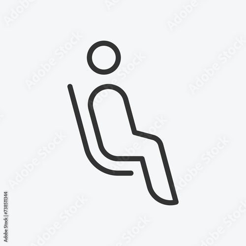 A seated passenger or traveler. Simple thin vector icon