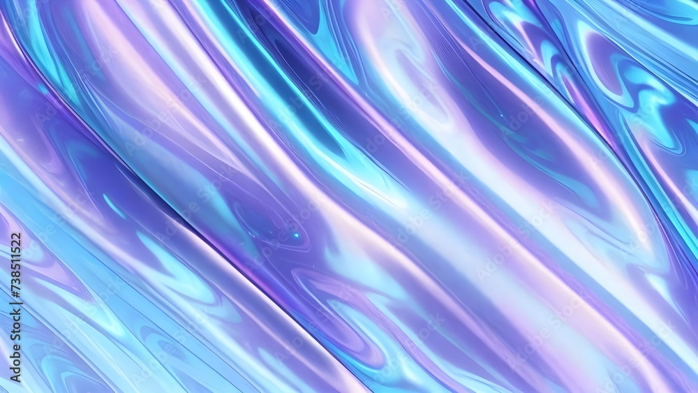 Fototapeta premium Holographic background pastel foil wrinkled colorful surface. The Hologram Background of 80s abstract foil soft texture crumpled in various colors. 90s blue sky pink pastel holographic gradient mesh
