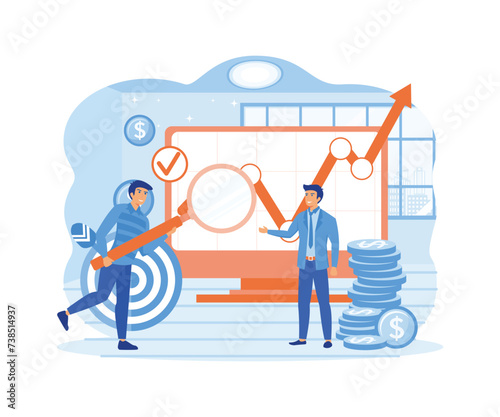 SEO Search engine optimization result concept. website ranking, advertising, strategy idea. flat vector modern illustration 