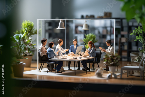 miniature business people in the office