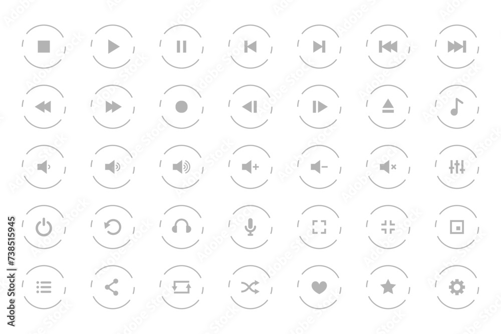 flat style audio player button sign in collection flat style audio player button sign in collection
