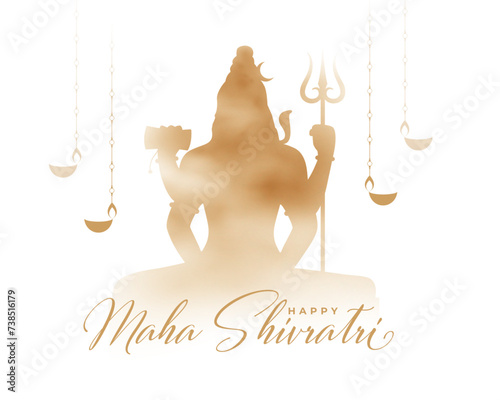 happy maha shivratri religious card with lord shiva silhouette