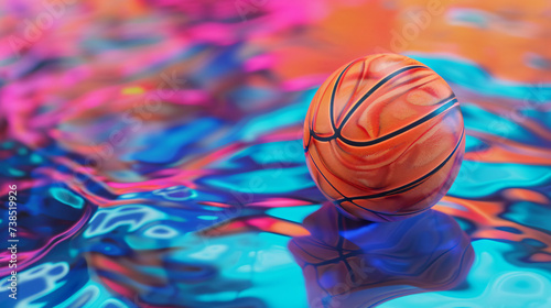 Basketball ball in vibrant colors background. © Daniel