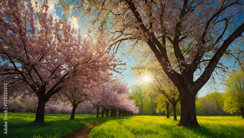 Spring Day  Captivating Nature Landscapes with Blossoming Trees