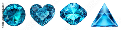 Blue Zircon Gemstone clipart collection, vector, icons isolated on transparent background