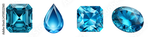 Blue Zircon Gemstone clipart collection, vector, icons isolated on transparent background photo