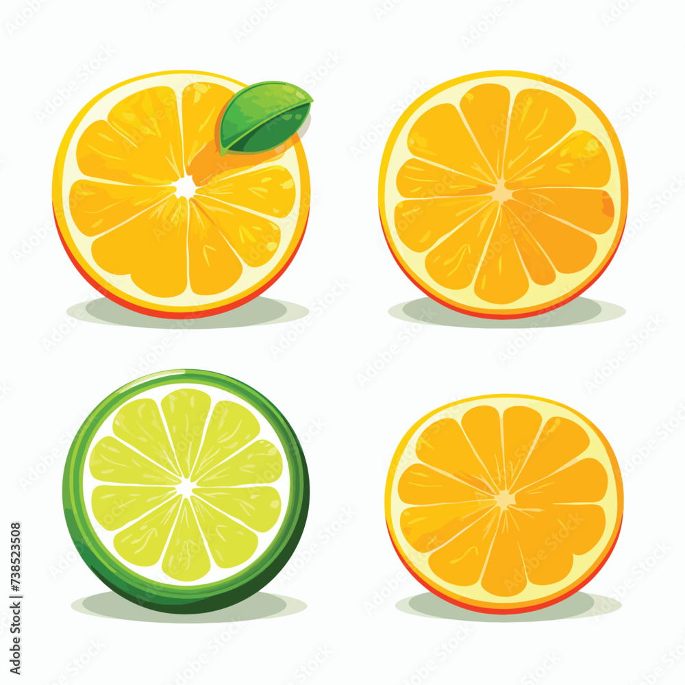 Fresh citrus slices ripe and juicy icon isolated